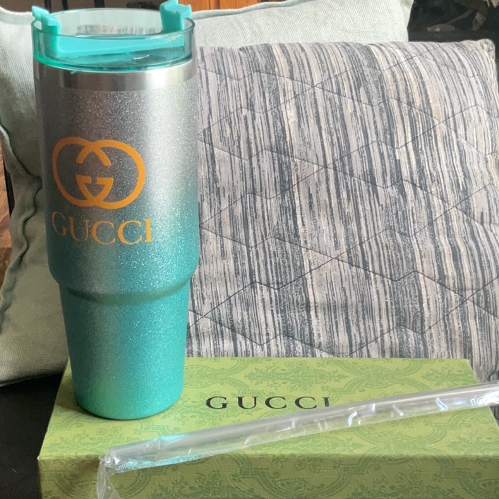Gucci Teal and Silver Tumbler